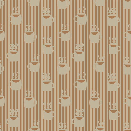 Coffee cups seamless pattern design with stripes for fashion textiles, crafts, branding, marketing and web materialsのイラスト素材
