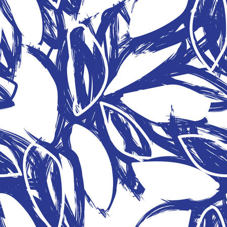 Tropical Leaf Brush strokes seamless pattern design for fashion textiles, graphics and craftsのイラスト素材