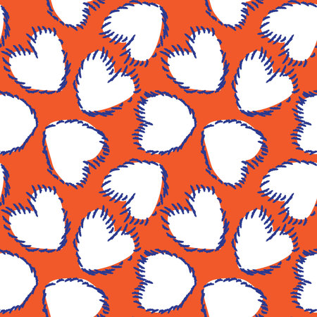 Heart shaped brush stroke seamless pattern design for fashion textiles, graphics and crafts