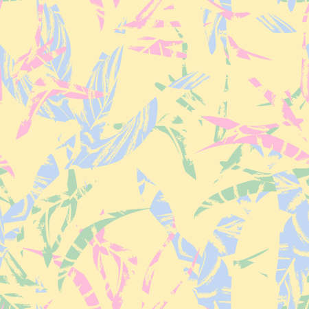 Brushstroke Tropical Leaf seamless pattern design for fashion textiles, graphics and craftsのイラスト素材