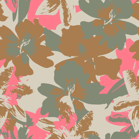 Floral brush strokes seamless pattern design for fashion textiles, graphics, backgrounds and craftsのイラスト素材