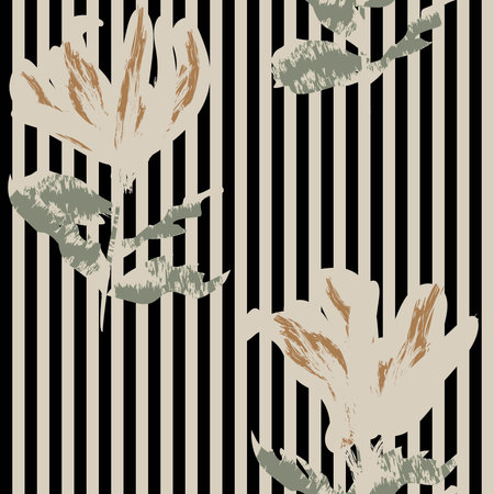 Floral striped seamless pattern design for fashion textiles and graphicsのイラスト素材