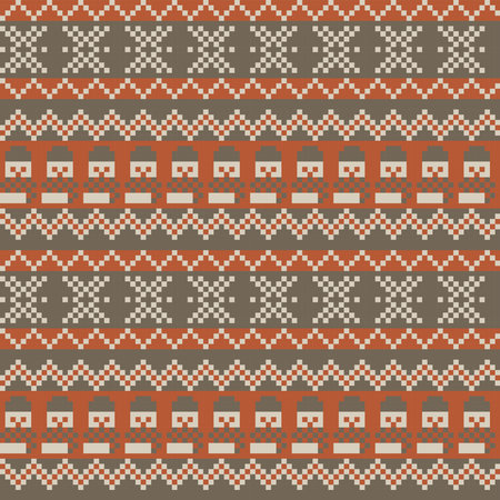 Christmas Snowman fair isle pattern design for fashion textiles, knitwear and graphics
