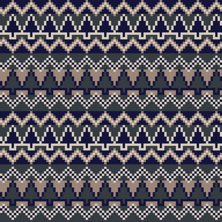 Christmas tree fair isle pattern design for fashion textiles, knitwear and graphicsのイラスト素材
