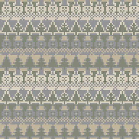 Christmas Snowman fair isle pattern design for fashion textiles, knitwear and graphicsのイラスト素材