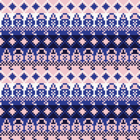 Christmas Snowman fair isle pattern design for fashion textiles, knitwear and graphicsのイラスト素材