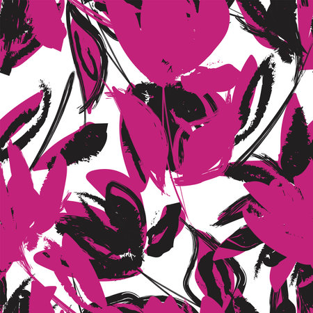 Floral brush strokes seamless pattern design for fashion textiles, graphics, backgrounds and craftsのイラスト素材