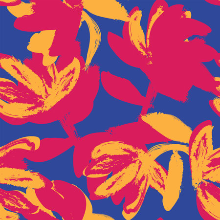 Floral brush strokes seamless pattern design for fashion textiles, graphics, backgrounds and craftsのイラスト素材