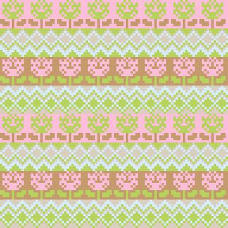 Floral fair isle pattern design for fashion textiles, knitwear and graphicsのイラスト素材
