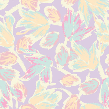 Floral brush strokes seamless pattern design for fashion textiles, graphics, backgrounds and craftsの写真素材