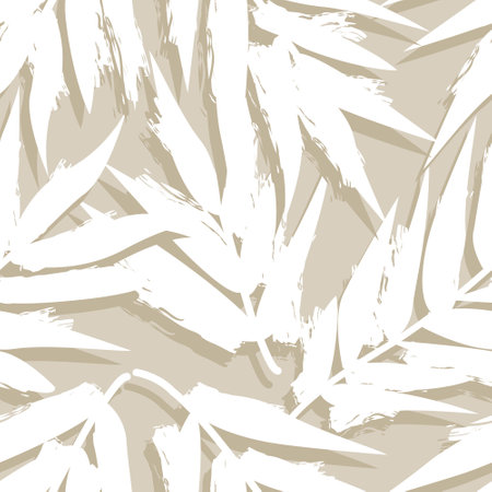 Neutral Colour Tropical Leaf seamless pattern design for fashion textiles, graphics and craftsのイラスト素材