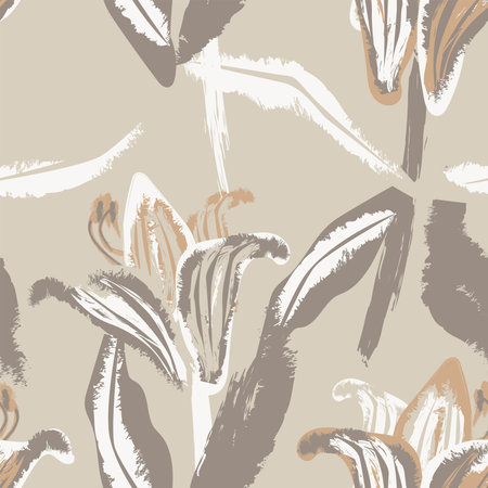 Neutral Colour Abstract Floral seamless pattern design for fashion textiles, graphics, backgrounds and craftsのイラスト素材