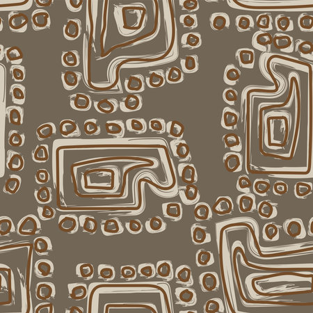 Neutral Colour Paisley abstract seamless pattern design for fashion textiles, graphics, backgrounds and craftsのイラスト素材