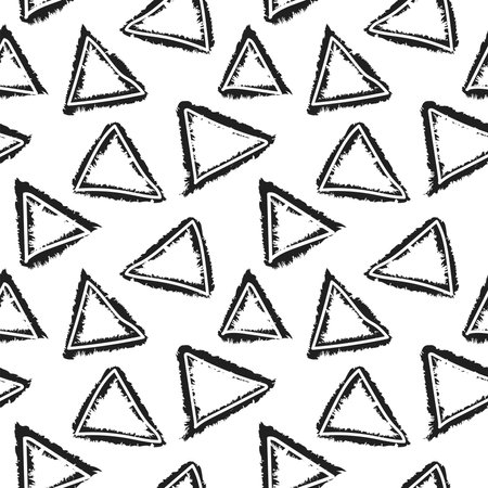 Monochrome Geometric triangles seamless pattern design for fashion textiles and graphicsのイラスト素材