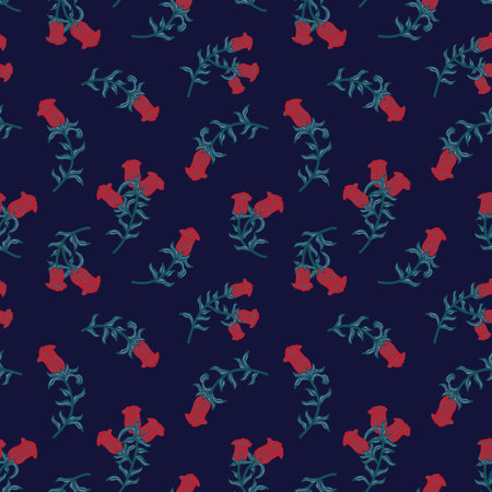 Red Oriental Floral seamless pattern background for fashion textiles, graphics, backgrounds and craftsのイラスト素材