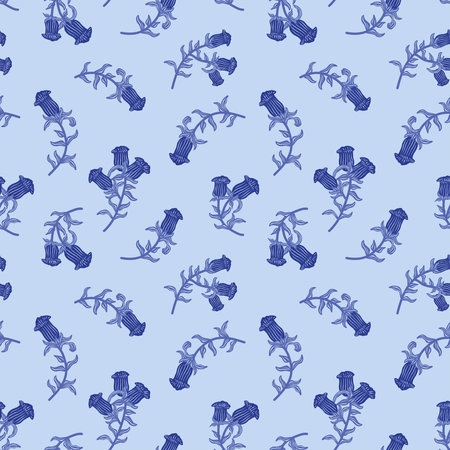 Blue Oriental Floral seamless pattern background for fashion textiles, graphics, backgrounds and craftsのイラスト素材