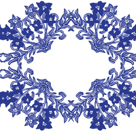 Blue Symmetric Floral seamless pattern design for fashion textiles and graphicsのイラスト素材