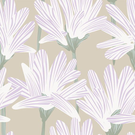Neutral Colour Botanical Floral seamless pattern design for fashion textiles, graphics, backgrounds and craftsのイラスト素材