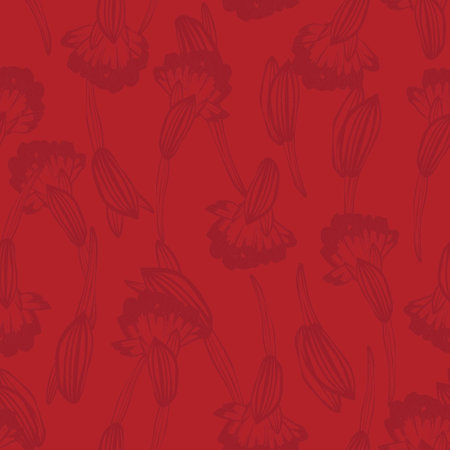 Red Botanical Floral seamless pattern design for fashion textiles, graphics, backgrounds and craftsのイラスト素材