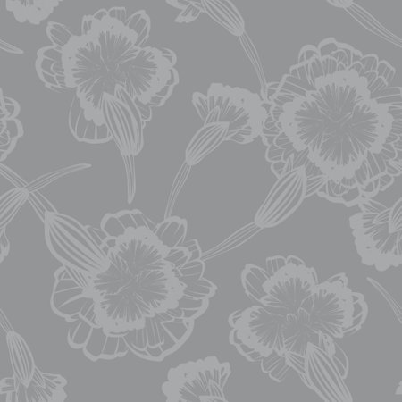 Monochrome Botanical Floral seamless pattern design for fashion textiles, graphics, backgrounds and craftsのイラスト素材