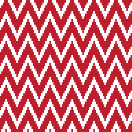 Red Chevron fair isle seamless pattern design for knitwear, fashion textile, graphicsのイラスト素材