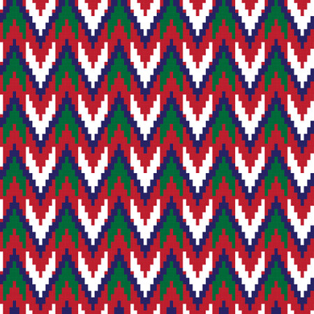 Red Chevron fair isle seamless pattern design for knitwear, fashion textile, graphicsのイラスト素材