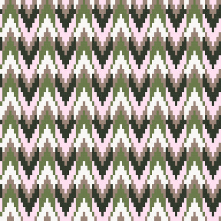Neutral Colour Chevron fair isle seamless pattern design for knitwear, fashion textile, graphicsのイラスト素材