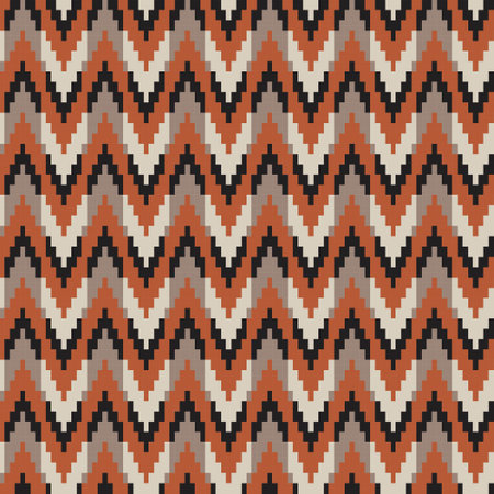 Neutral Colour Chevron fair isle seamless pattern design for knitwear, fashion textile, graphicsのイラスト素材