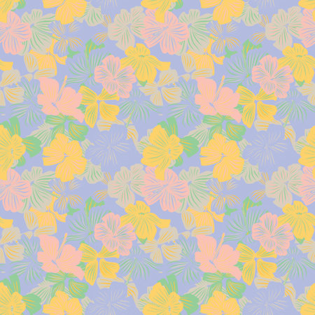 Pastels Botanical Floral seamless pattern design for fashion textiles, graphics, backgrounds and craftsのイラスト素材