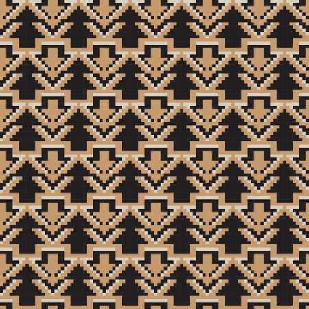 Neutral Colour Christmas fair isle pattern design for fashion textiles, knitwear and graphicsのイラスト素材