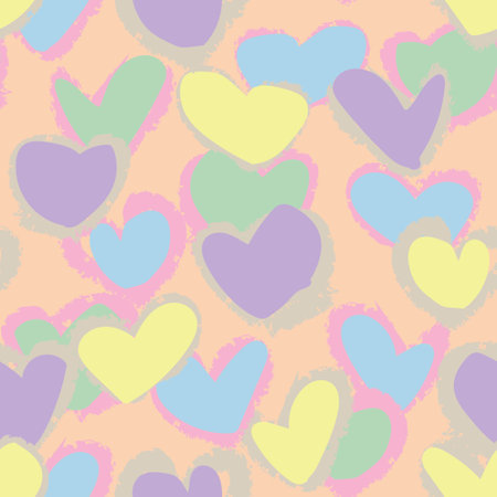 Pastels Heart shape seamless pattern design for fashion textiles, graphics and craftsのイラスト素材
