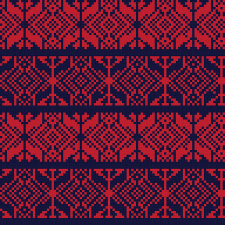 Winter Holiday Textile Design Seamless Pixel Pattern For Fashion And Graphics Red And Blue
