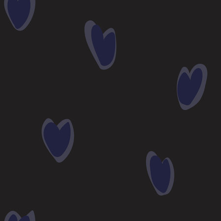 Heart Love Pattern Dark Background With Blue Hearts Design For Fashion Textiles And Homeware...