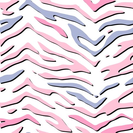 Full seamless tiger and zebra stripes animal skin pattern. Design for tiger colored textile fabric printing. Suitable for fashion use.のイラスト素材