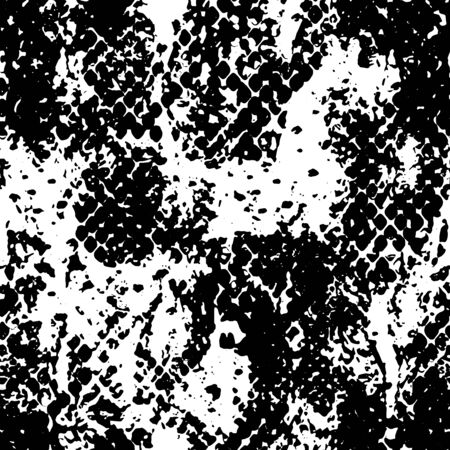 Full Seamless Onamental Snake Animal Skin Pattern Vector. Black and white snake leather design for textile fabric print. Snake leather pattern for bag, shoes, tight, dress.のイラスト素材