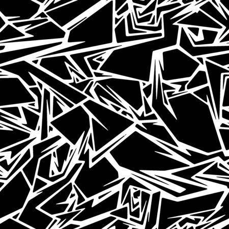 Full Seamless Abstract Pattern. Monochrome Vector. Black and White Dress Fabric Print. Design for Textile and Home Decoration.のイラスト素材