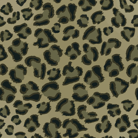 Full seamless leopard cheetah texture animal skin pattern vector. Khaki Green Design for textile...