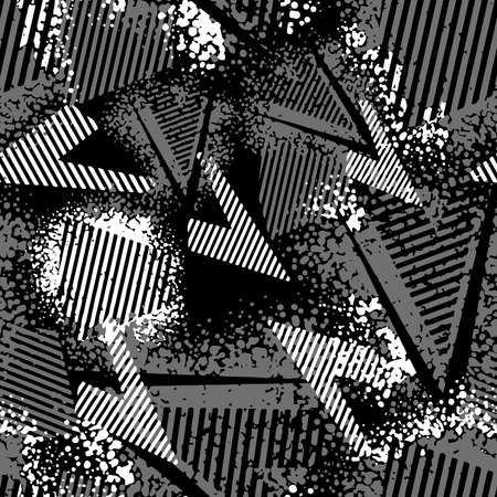 Full Seamless Abstract Texture Pattern. Monochrome Vector. Black and White Dress Fabric Print. Design for Textile and Home Decoration.のイラスト素材