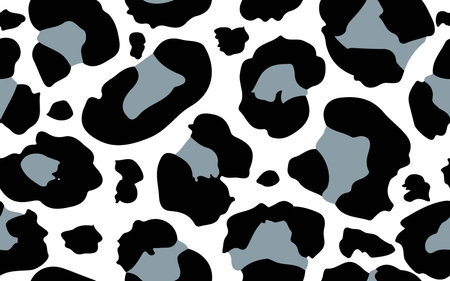Full Seamless Leopard Cheetah Texture Pattern Vector. Endless gray black and white design for dress fabric print.のイラスト素材