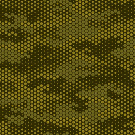 Full seamless military camouflage skin halftone dotted pattern vector for decor and textile. Green pointed army masking design for hunting textile fabric print and wallpaper. Design for trendy fashion.のイラスト素材