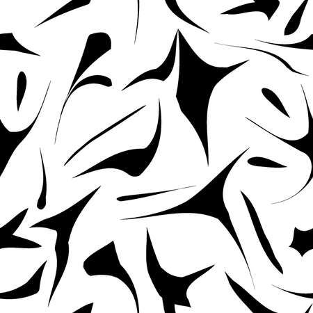 Full Seamless Abstract Pattern. Monochrome Vector. Black and White Dress Fabric Print. Design for Textile and Home Decoration.のイラスト素材
