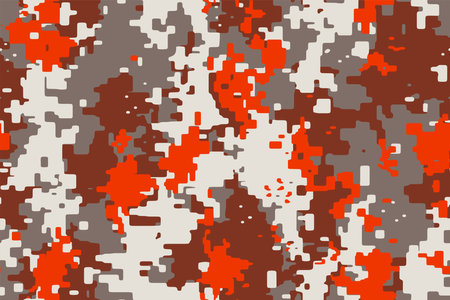 Full seamless red digital camouflage texture pattern. Usable for Jacket Pants Shirt and Shorts. Army textile fabric print. Geometric military camo. vector illustration.のイラスト素材