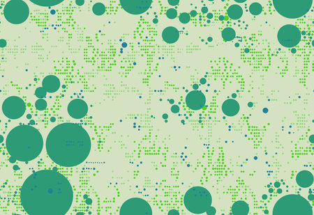 Full seamless halftone circle harmony pattern. Abstract geometric dotted background. Trendy wallpaper for design, cover, web, textile, fabric print.のイラスト素材