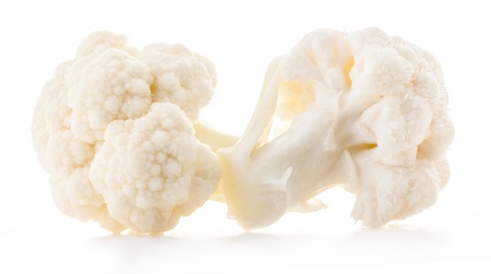 Composition of cauliflower on white backgroundの写真素材