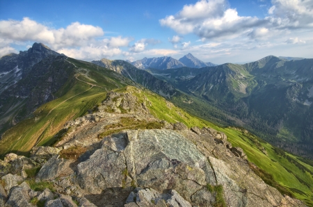 View from Kasprowy Wierch in High Tatra Mountains, Poland の写真素材