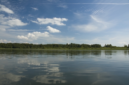 Beautiful view of the lake shore in Masuria District, Poland の写真素材