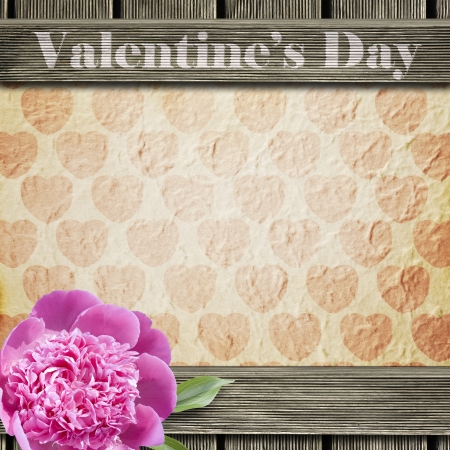 Vintage frame with heart pattern paper background for Valentines Dayの写真素材