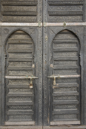 Arabic style ornamental wooden doorのeditorial素材