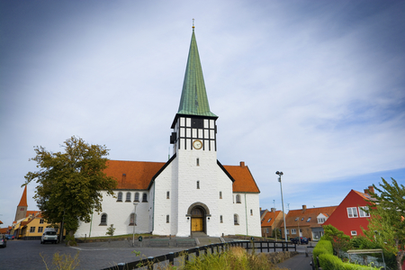 Old St. Nicolas Church in the center of Ronne town, Bornholm, Denmarkの写真素材