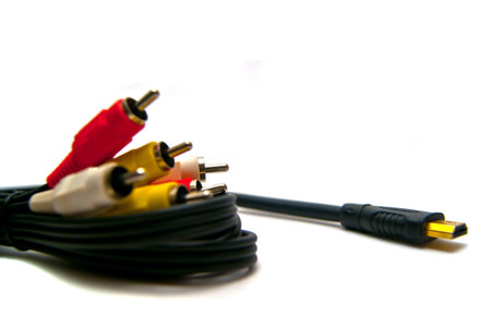 HDMI & composit cable on white background